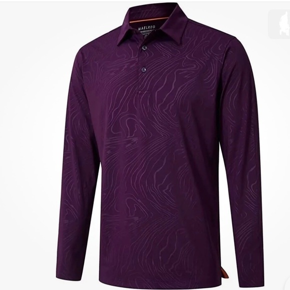 Maelreg Golf Performance Dry Fit Embossed Purple Long Sleeve Shirt Polo Size 3XL - Picture 1 of 16